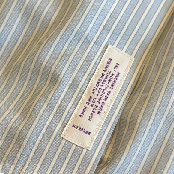 Brooks Brothers Classic Blue White Stripe Button-Down Dress Shirt Size 17.5 36 - Picture 5 of 12